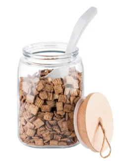 APS Vorratsglas -WOODY- /// 14 X 14 Cm, H: 21,5 Cm /// Glas, Kiefernholz, Silikon /// 2,5 Liter /// 82257 -Küchenzubehör 54cd0624fa116e0e0ee7ac7e1c28505e