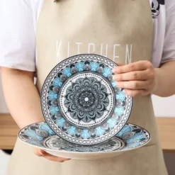 Tafelservice VEWEET, 18 Teiliges Geschirrset Aus Porzellan, AUDRIE Serie, Mit Je 6 Müslischale, Dessertteller Und Flachteller Für 6 Personen -Küchenzubehör 54ee5169a4a65ef8f5144de6134aead3