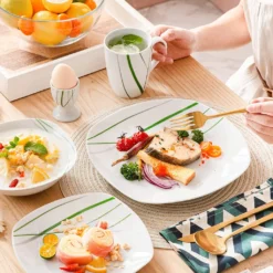 VEWEET Porzellan Tafelservice 'Aviva' 100-teilig Set, Kombiservice Mit Dessertteller, Speiseteller, Suppenteller, Müslischalen, Kaffeebecher, Kaffeetassen Set, Eierbecher, Milch- Und Zuckerset -Küchenzubehör 552a9ea1fe318035c3cc83d708df5011