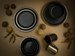 CreaTable 23594 Kombiservice Modern Industrial Für 4 Personen, Steinzeug, Schwarz/gold (1 Set, 12-teilig) -Küchenzubehör 55b5c40a3bd0fa2636215401cd265055