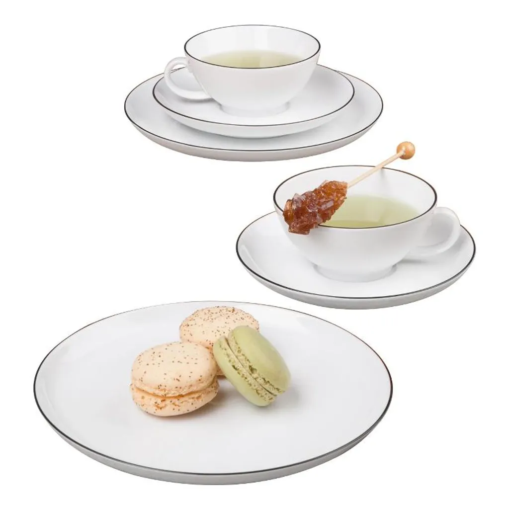 Seltmann Weiden Teeservice Lido Schwarz Mit Farbrand Zeitlos 2 Seltmann Weiden Teeservice Lido Schwarz Mit Farbrand Zeitlos – Bild 2