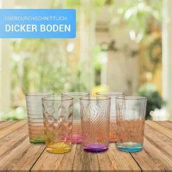 6 X Trinkglas Bunt Wasserglas Wassergläser Trinkgläser Glas Gläser Saftglas -Küchenzubehör 55e3dd457648c90f1145f32ee33e2265