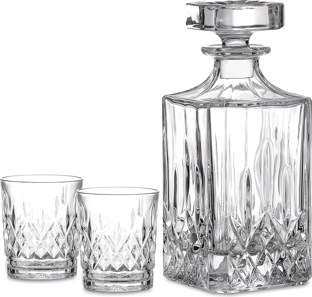 Amisglass Whiskey Karaffe Mit 2 Gläsern, Whiskey Set, 3-teilig, Whisky Dekanter 700ml Und Whisky Gläser 300ml 2 Stück, Kristallgläser & Longdrinkgläser 1 Amisglass Whiskey Karaffe Mit 2 Gläsern, Whiskey Set, 3-teilig, Whisky Dekanter 700ml Und Whisky Gläser 300ml 2 Stück, Kristallgläser & Longdrinkgläser