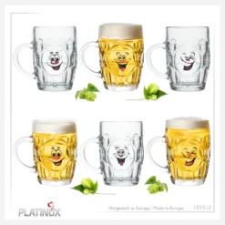 Biergläser 0,5L (max 700ml) Mit Henkel Und Lustigen Motiven Set 6 Teilig Bierkrug Karnevalsgläser -Küchenzubehör 56be31abf7667f27dfa66f8316f31bd9