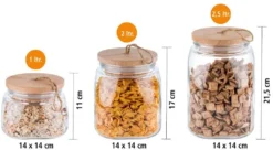 APS 2er Set Vorratsglas -WOODY- /// 14 X 14cm, H: 21 Cm /// Glas, Kiefernholz, Silikon /// 2,5 Liter /// 67514 -Küchenzubehör 57394fb890a08954e4acc4170b359502