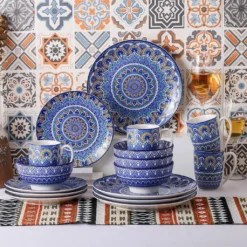 Vancasso Tafelservice Porzellan, Mandala 16 Teiliges Essgeschirr Kombiservice, Handbemaltes Geschirrset Für 4 Personen, Böhmischer Stil -Küchenzubehör 5b873736b823e020aa4f327d548bf0f6