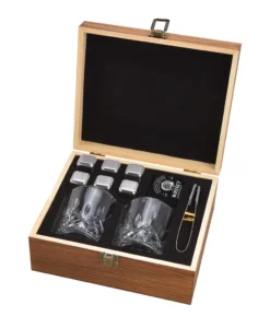 Whisky Geschenk-Set Mit 2 Gläsern, Eiswürfeln Aus Edelstahl, Zange, Samtbeutel In Einer Schönen Holzbox -Küchenzubehör 5eee92ca1b75f172d5308dc3dedcbc33