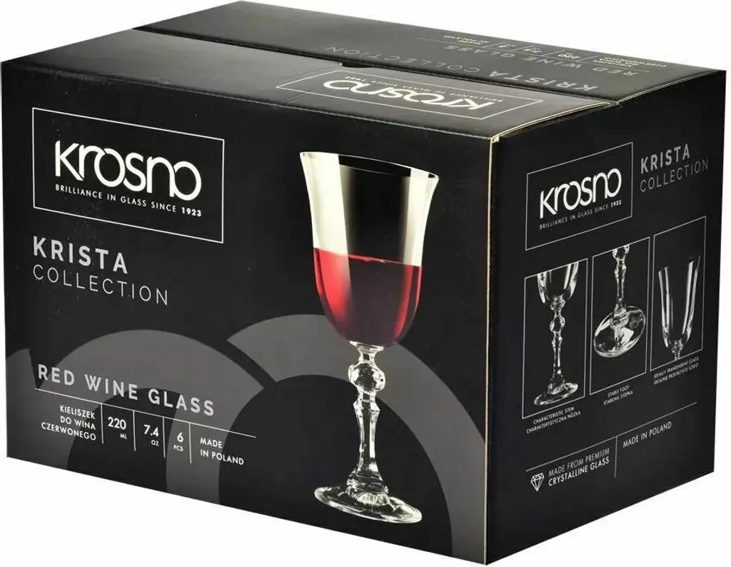 KROSNO Krista Kleine Rotweingläser, 6er-Set, 220 Ml 11 KROSNO Krista Kleine Rotweingläser, 6er-Set, 220 Ml – Bild 11
