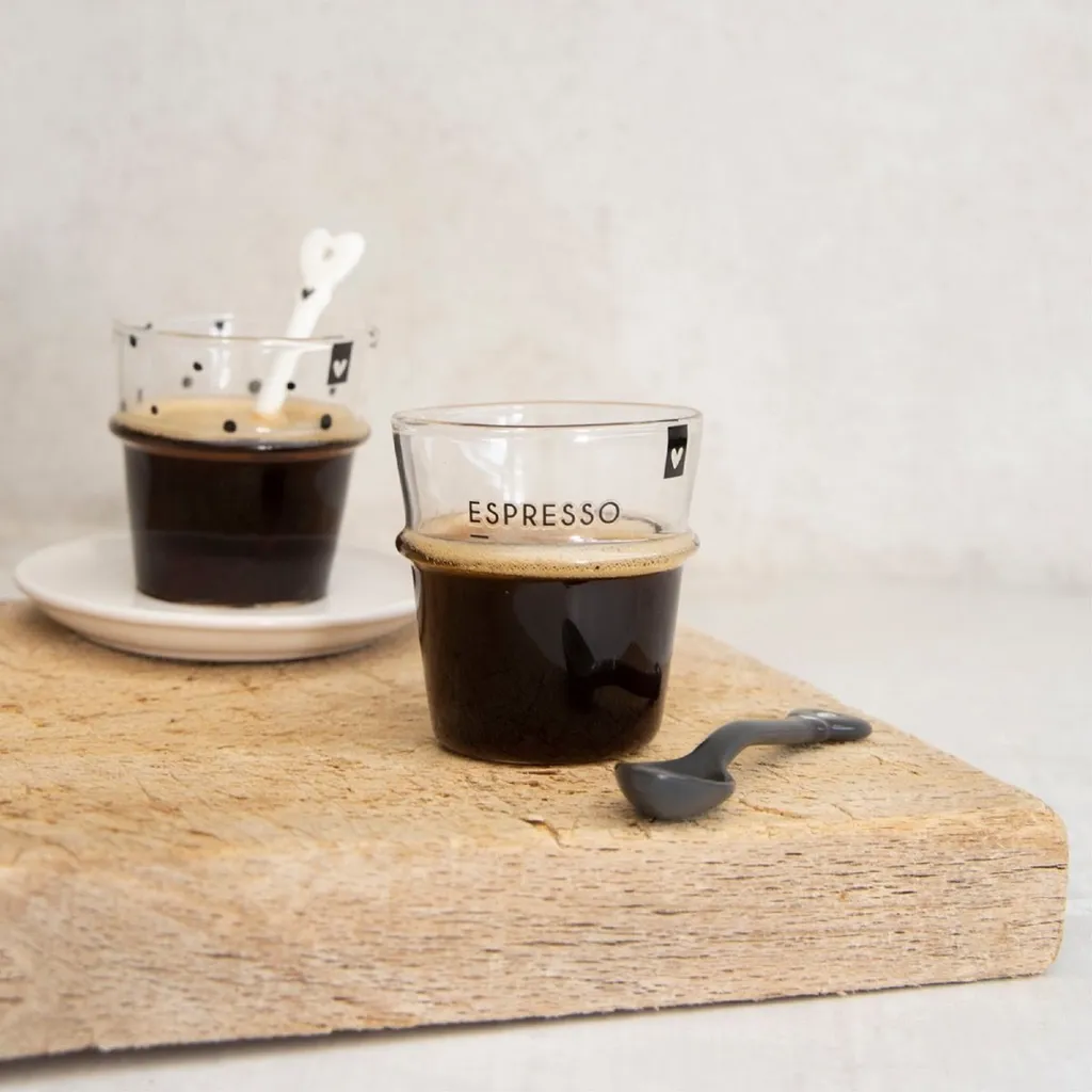 Bastion Collections 2er Set Espresso Trink Glas Gläser BC Herz Punkte Schwarz 2 Bastion Collections 2er Set Espresso Trink Glas Gläser BC Herz Punkte Schwarz – Bild 2