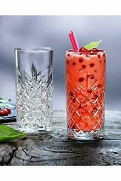 Pasabahce Timeless 52820 Longdrink Glas Wassergläser Kristall Design 4´er Set Transparent 295 Ml -Küchenzubehör 61e8c1922c855d06e458b2424de8b8dc