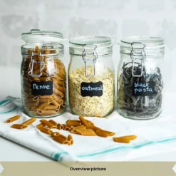 6 X Creative Home Gläser Mit Bügelverschluss | 1 Liter | Einmachgläser Drahtbügel-glas Aufbewahrungsgläser Mit Gummiring Und Deckel | 8 Wiederverwendbare Aufkleber + 1 Anti-Staub-Kreide -Küchenzubehör 625753afa6fa285e9fccf2a96e84ff60