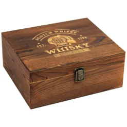 Whisky Geschenk-Set Mit 2 Gläsern, Eiswürfeln Aus Edelstahl, Zange, Samtbeutel In Einer Schönen Holzbox -Küchenzubehör 62e95a1318c5e3db3ef9bcb74b9358b4