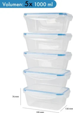 Classbach® 5er-Set Kunststoff-Frischhaltedosen Mit Deckel 100% Dicht, Lunchbox Brotdose Meal Prep Boxen Mit Deckel, Vorratsdosen Geeignet F. Spülmaschine, Mikrowelle Und Gefrierfach C-FHD 4007 K 13 Classbach® 5er-Set Kunststoff-Frischhaltedosen Mit Deckel 100% Dicht, Lunchbox Brotdose Meal Prep Boxen Mit Deckel, Vorratsdosen Geeignet F. Spülmaschine, Mikrowelle Und Gefrierfach C-FHD 4007 K -Küchenzubehör 633c32a6804895c2e61689a9373b168d