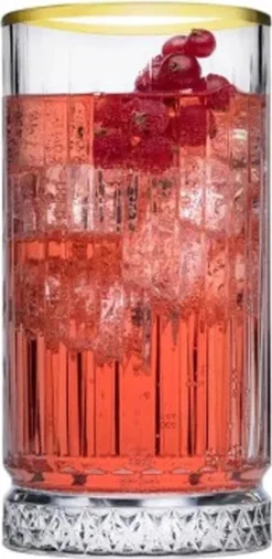 Pasabahce Elysia Golden Touch Long Drink Gläser 4-teiliges Set Mit Goldrand 280ml -Küchenzubehör 656f4ba36760478c22541e4523874007