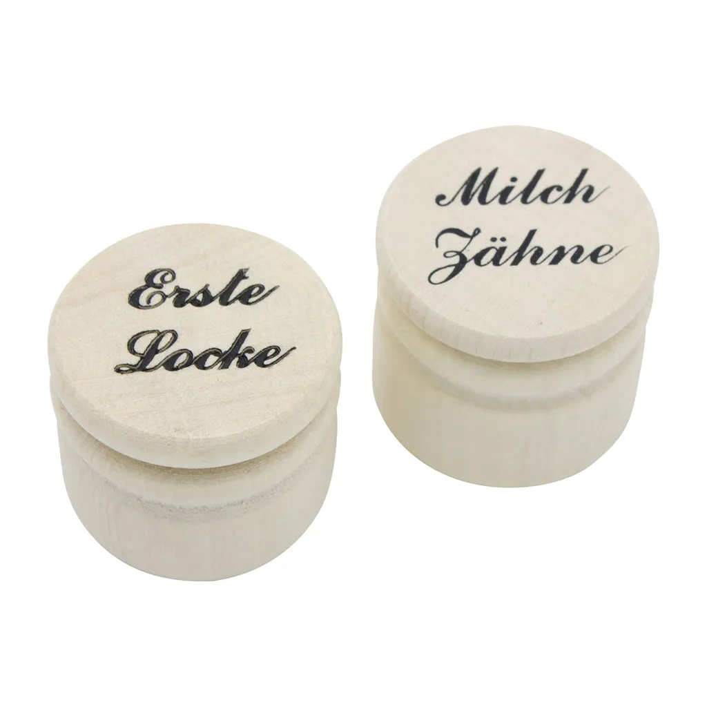 Milchzähne Und Erste Locke Aus Holz Dosen Set Ø 3,5 Cm (klein) 1 Milchzähne Und Erste Locke Aus Holz Dosen Set Ø 3,5 Cm (klein)
