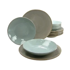 CreaTable 14397 Tafelservice Organic Oslo Für 6 Personen, Steingut (1 Set, 12-teilig)
