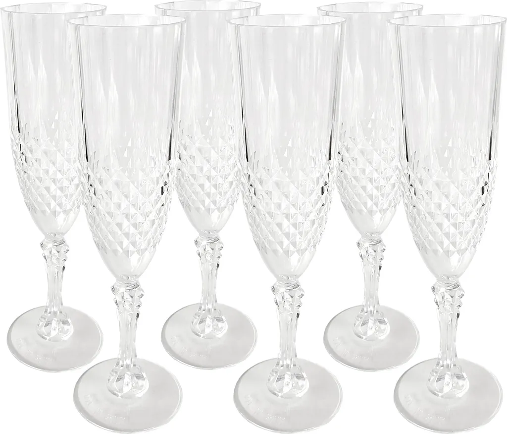 6er Set Kunststoff Champagner-Gläser Kristalleffekt 200ml / Ø6x22,5cm 3 6er Set Kunststoff Champagner-Gläser Kristalleffekt 200ml / Ø6x22,5cm – Bild 3