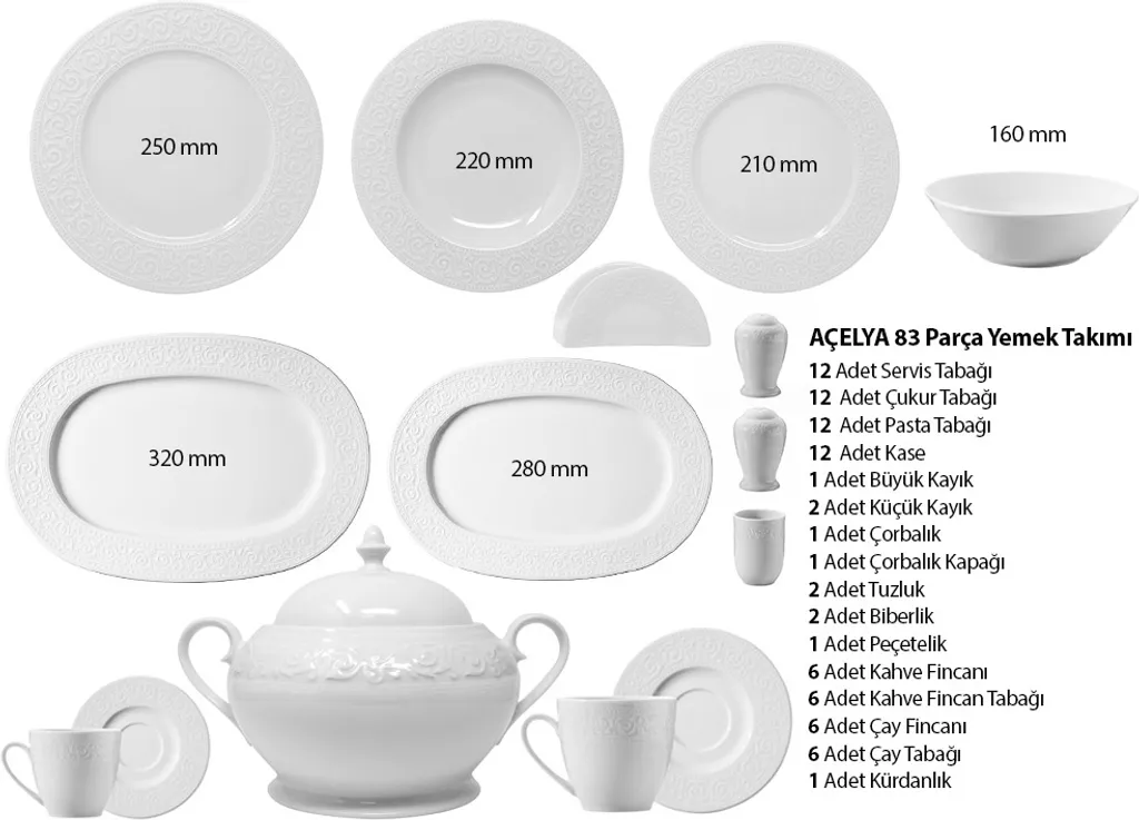 Kütahya Porselen 83 Teilig Acelya Tafelservice Porzellan Essservice 12 Personen 3 Kütahya Porselen 83 Teilig Acelya Tafelservice Porzellan Essservice 12 Personen – Bild 3