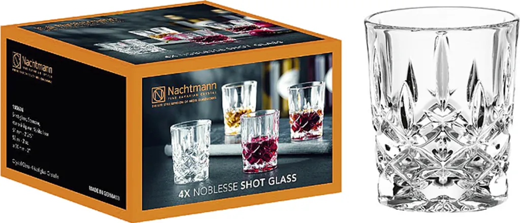 Nachtmann 100694 Noblesse Stamper Kristallglas, 55 Ml, H: 6,1 Cm, ø 5 Cm, Klar (4er Pack) 1 Nachtmann 100694 Noblesse Stamper Kristallglas, 55 Ml, H: 6,1 Cm, ø 5 Cm, Klar (4er Pack)