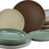 CreaTable 23189 Tafelservice Uno NATURAL Für 4 Personen, Steinzeug, Mehrfarbig (1 Set, 12-teilig)