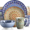 Vancasso Tafelservice Porzellan, Mandala 16 Teiliges Essgeschirr Kombiservice, Handbemaltes Geschirrset Für 4 Personen, Böhmischer Stil