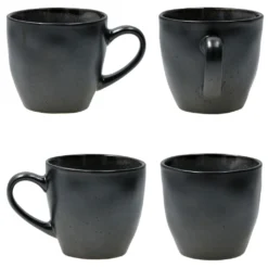 18tlg. Kaffeeservice Reactive Glaze Grey Black Steingut Teller Tasse Schwarz -Küchenzubehör 7406ceead1b1a509f635ac2ed812173a