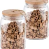 APS 2er Set Vorratsglas -WOODY- /// 14 X 14cm, H: 21 Cm /// Glas, Kiefernholz, Silikon /// 2,5 Liter /// 67514