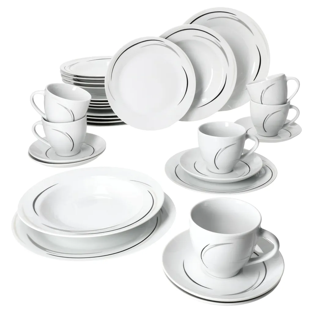 Mambo-Cat Kaffee-Tasse Porzellan-Becher Geschirr-Set Schüssel Bowl-Schale Tafel-Zubehör Suppen-Schälchen Speise-Teller Käse-Wurst Ess-Platte Frühstücks-Buffet Brunch Kuchen-Dessert Home Streifen-Grau Schwarz-Creme Kombi-Service Sechs-Personen 1 Mambo-Cat Kaffee-Tasse Porzellan-Becher Geschirr-Set Schüssel Bowl-Schale Tafel-Zubehör Suppen-Schälchen Speise-Teller Käse-Wurst Ess-Platte Frühstücks-Buffet Brunch Kuchen-Dessert Home Streifen-Grau Schwarz-Creme Kombi-Service Sechs-Personen