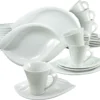 CreaTable 14742 Kombiservice Acacia Für 6 Personen + Uni, Porzellan, Oval, Weiß (1 Set, 30-teilig)