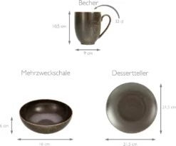 CreaTable 22409 Tafelservice Rusty Für 8 Personen, Porzellan, Braun (1 Set, 12-teilig) -Küchenzubehör 7e0495d28edaaf306173a7aec6198937