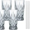 Nachtmann Latte Macchiato Set/4 + 4 Glastrinkhalme 7604/8tlg. Noblesse 104671