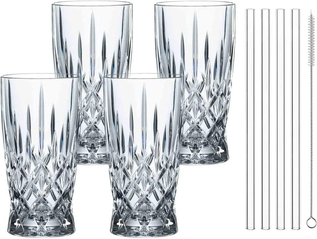 Nachtmann Latte Macchiato Set/4 + 4 Glastrinkhalme 7604/8tlg. Noblesse 104671 1 Nachtmann Latte Macchiato Set/4 + 4 Glastrinkhalme 7604/8tlg. Noblesse 104671