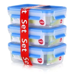 Emsa Clip & Close Frischhaltedosen 3er-Set á 0,55 L, Blau -Küchenzubehör 7efda650e6f33e18742746b6d3360551