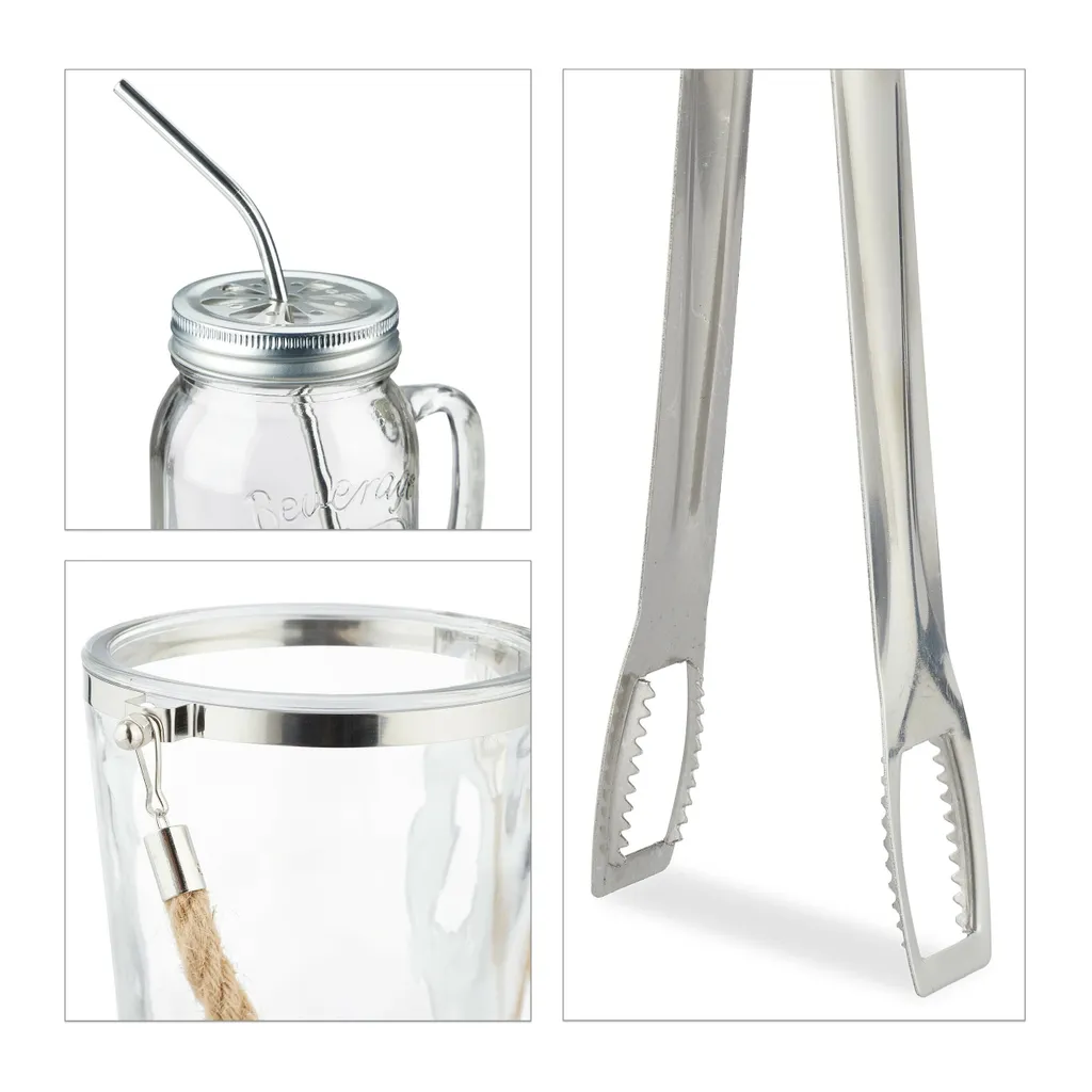 Relaxdays 4 Trinkgläser Mit Deckel Und Zubehör 8 Relaxdays 4 Trinkgläser Mit Deckel Und Zubehör – Bild 8