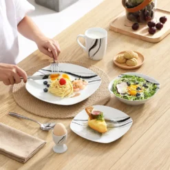 VEWEET Tafelservice 'Teresa' Aus Porzellan 20 Teilig, Geschirrset Beinhatlet Eierbecher, Kaffeetassen, Müslischalen, Dessertteller Und Flachteller, Geschirrservice Für 4 Personen -Küchenzubehör 859a7535d1a6a05f8f0e27ca48fa7f6d