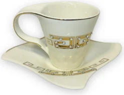 12-teiliges Medusa Mäander Kaffeeservice Mit Goldschliff Kaffeetassen Für 6 Personen 6 Tassen + 6 Untertassen Weiß-Gold Genießen Servieren Kaffee -Küchenzubehör 85fdbcbedd792d1d0906c46437521041