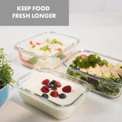 Klarstein Glaswerk Jardine III Frischhaltedosen Lunchboxen Auflaufform Mikrowellengeschirr , 640, 1040, 1520 Ml , 3 Stück , Borosilikatglas , Geeignet Für Backofen, Gefrierfach, Mikrowelle , Spülmaschinenfest , 100 % Dicht Mit Scharnierverschluss , Bruchsicher , Hitze- Und Kältebeständig , -Küchenzubehör 864ad374762df7b1b113a210a412701b