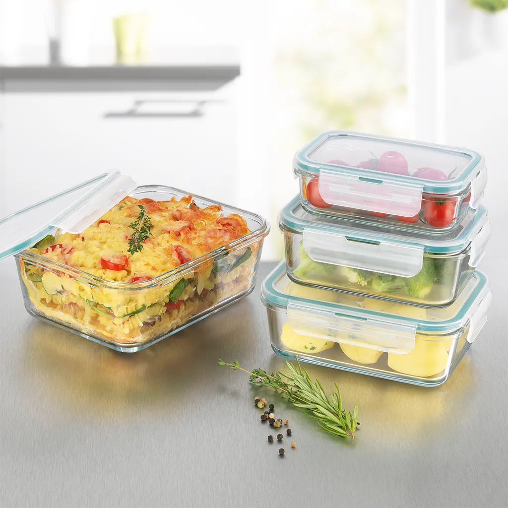 GOURMETmaxx Glas-Frischhaltedosen Klick-it 8-tlg. Frischhaltedosen 4er Set Glas Klick-It Gefrierdosen Lunchbox Brotdose Mikrowelle 5 GOURMETmaxx Glas-Frischhaltedosen Klick-it 8-tlg. Frischhaltedosen 4er Set Glas Klick-It Gefrierdosen Lunchbox Brotdose Mikrowelle – Bild 5