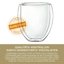 Creano Doppelwandige Gläser 400ml „DG-Bauchig“, 4er Set, Großes Thermoglas Doppelwandig Aus Borosilikatglas, Kaffeegläser, Teegläser, Latte Gläser, Doppelwandgläser -Küchenzubehör 887796dac69dbb4822d5bb9f23a63f32