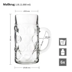 6er Set Maßkrug 1 Liter Geeicht Bierkrug Mit Henkel Bierglas Perfekt Geeignet Für Gastronomie -Küchenzubehör 913be6866a491ce8220bc4aafba0198a