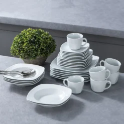 Malacasa Serie Julia, Tafelservice 60-teilig Kombiservice Porzellan Geschirrset Mit Kaffeetassen, Unterteller, Kuchenteller, Suppenteller Und Flachteller, Kaffeeservice Für 12 Personen -Küchenzubehör 914f0f4721cdc4974fe7f71a00eac010