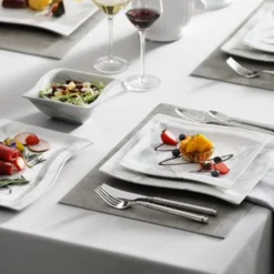 MALACASA, Serie Flora, 26 Tlg. Marmor Porzellan Geschirrset Kombiservice Tafelservice Mit 6 Schalen, 6 Dessertteller, 6 Suppenteller, 6 Speiseteller, 2 Rechteckigen Platten -Küchenzubehör 91ec768cce12675618d6d4b4bca9bad2