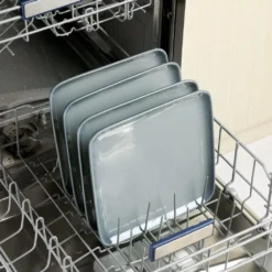 LOVECASA Tafelservice, 4-tlg Set Quadratische Speiseteller Aus Steingut, Flachteller, Frühstücksteller Für 4 Personen, Grau -Küchenzubehör 92a3ee054e1f9d9308156c8724a4f2e1