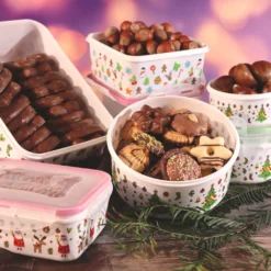 PLENTYFY Keksdosen 10 Teiliges Set Eckig - Plätzchendosen Zum Aufbewahren Von Gebäck Frischhaltedose Kekse - Luftdichte Vorratsdosen Mit Motiven Weihnachtsdosen Frischhaltedosen Mit Deckel