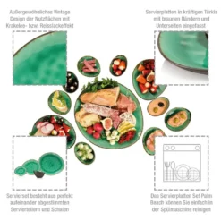 Sänger SÄNGER Steingut Geschirrset Palm Beach, Tafelservice & Servierplatten Set 23 Teilig Für 4 Personen -Küchenzubehör 94902044b11253e2d68bbf319e9e02de