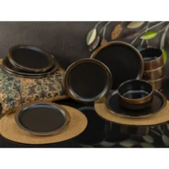 CreaTable 23594 Kombiservice Modern Industrial Für 4 Personen, Steinzeug, Schwarz/gold (1 Set, 12-teilig) -Küchenzubehör 960afec047ec7ee4c6670a7a44451977