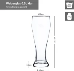 6er Set Bavaria Weizenbiergläser 0,5 Liter Geeicht Weißbiergläser Biergläser Weizengläser Glas -Küchenzubehör 969720249aec92952441d1d723cd8e1d