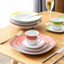 VEWEET Tafelservice 'SPARK' Aus Porzellan, 60-tlg Kombiservice, Kaffeetassen, Untertasse, Dessertteller, Speiseteller Und Suppenteller, Komplettservice Für 12 Personen 13 VEWEET Tafelservice 'SPARK' Aus Porzellan, 60-tlg Kombiservice, Kaffeetassen, Untertasse, Dessertteller, Speiseteller Und Suppenteller, Komplettservice Für 12 Personen -Küchenzubehör 974f34bf3ba1da919b2438fbb3d659bb