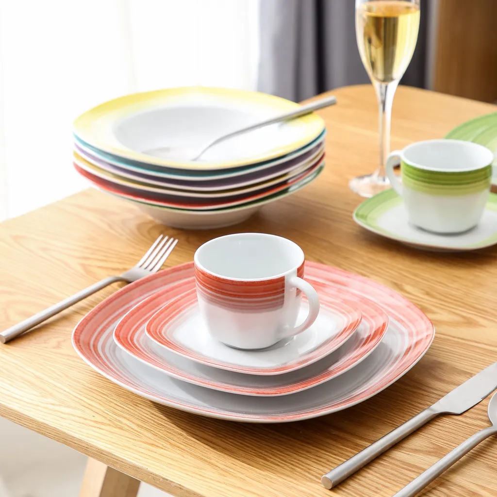 VEWEET Tafelservice 'SPARK' Aus Porzellan, 60-tlg Kombiservice, Kaffeetassen, Untertasse, Dessertteller, Speiseteller Und Suppenteller, Komplettservice Für 12 Personen 4 VEWEET Tafelservice 'SPARK' Aus Porzellan, 60-tlg Kombiservice, Kaffeetassen, Untertasse, Dessertteller, Speiseteller Und Suppenteller, Komplettservice Für 12 Personen – Bild 4