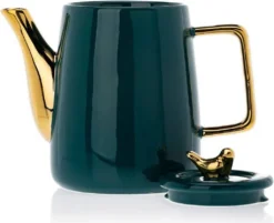 HowHomely Kaffeeservice Keramik 4 Personen - Teeservice 10-tlg. - Grün-Gold -Küchenzubehör 9753c14189b64e28cac2a2a338f9e9f9